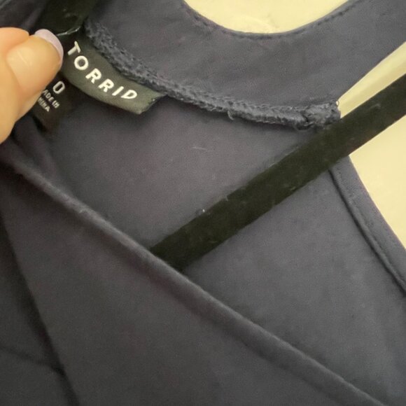 Torrid Trapeze Jersey Navy Dress Mirrored Keyhole CutOuts Short Sleeve Large/12 - Picture 5 of 7